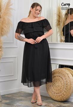 Picture of PLUS SIZE OFF THE SHOULDER CHIFFON DRESS